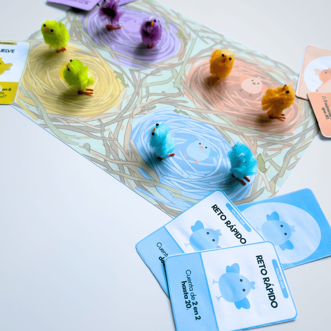 Tarjetas pollito azul