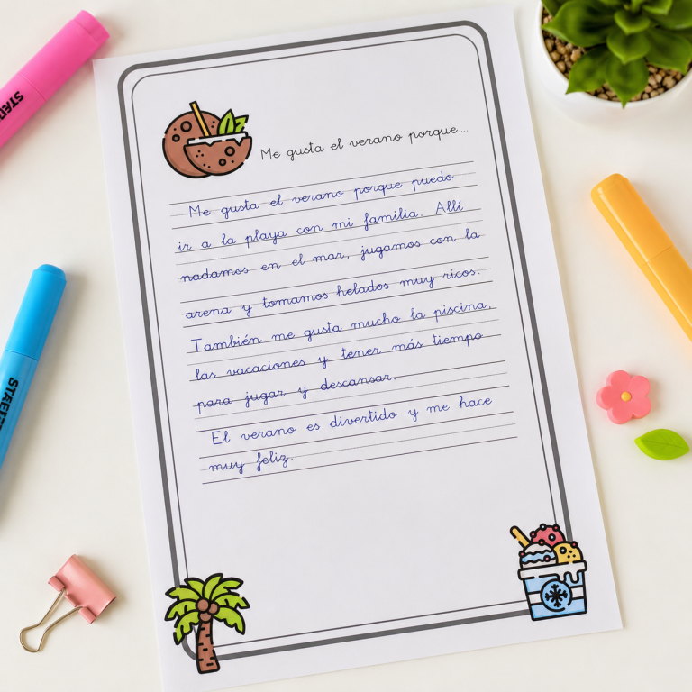 Recurso de escritura creativa para repasar Lengua en verano con Kumubox