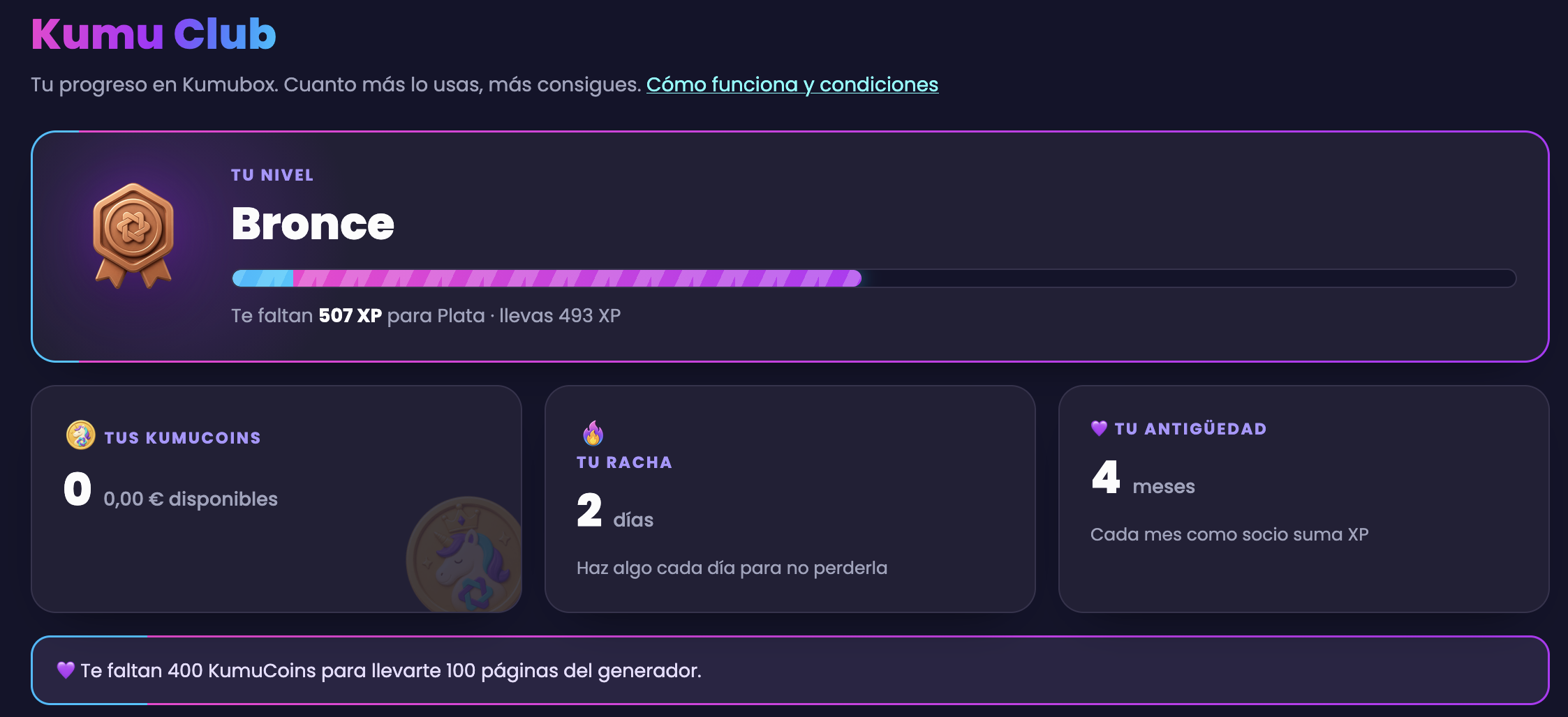 Panel de Kumu Club en Kumubox